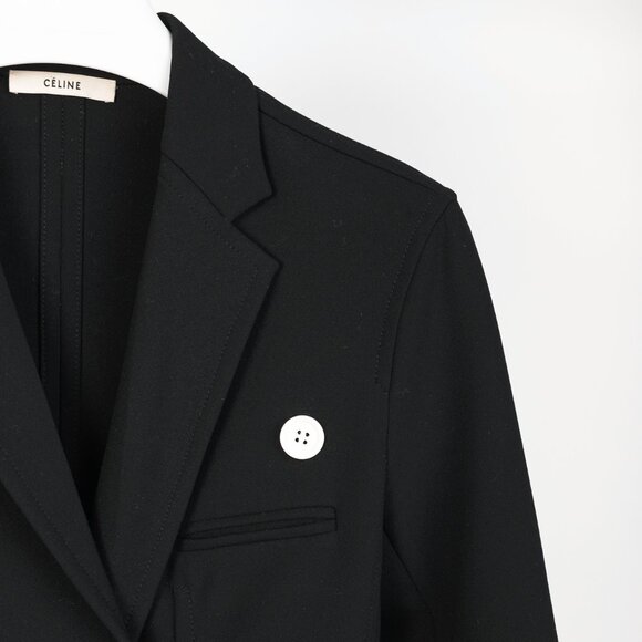Celine SS/16 Runway Black Wool Crepe White-Button Zip Blazer - Picture 5 of 11